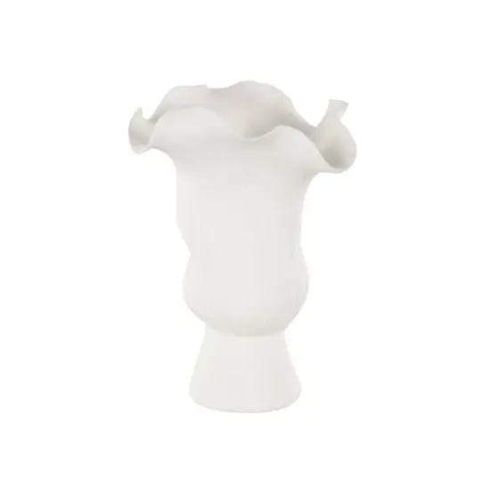 10.5" White Abstract Floral Ceramic Vase {7}