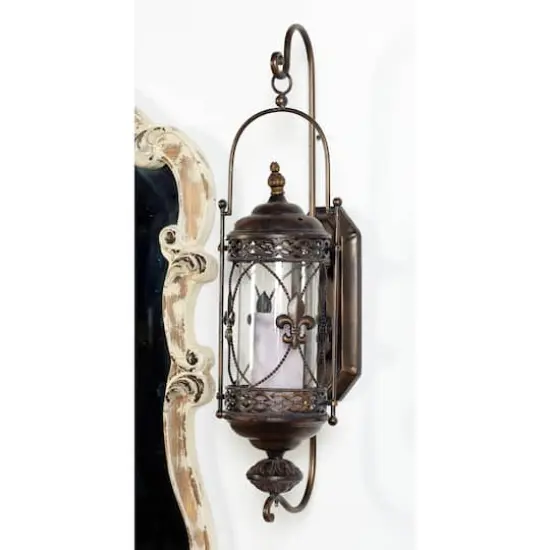 30" Brown Glass Traditional Candle Wall Sconce {4}