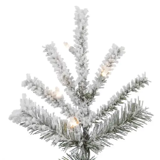 4.5ft. Pre-Lit Slim Flocked Sierra Fir Artificial Christmas Tree, Pure White Dura-Lit&reg; LED Lights {3}
