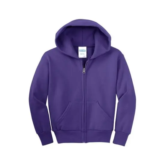 Port & Company&reg; Youth Core Fleece Full-Zip Hooded Sweatshirt Purple {1}