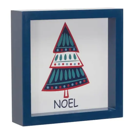 6" Navy Christmas Tree Sentiments Tabletop D&eacute;cor Set {5}