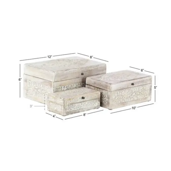 White Mango Wood Natural Box Set, 8", 10" & 12" {8}
