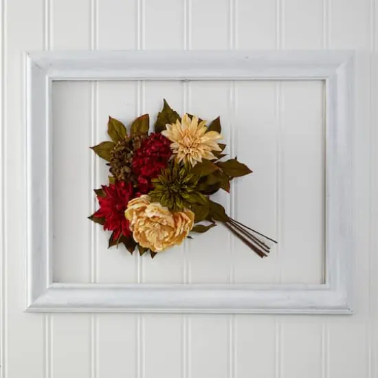 16" Cream Peony, Red Hydrangea & Green Dahlia Bush, 2ct. {4}