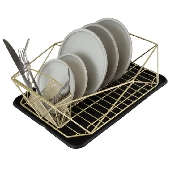 Kitchen Details 18.5" Geode Dish Rack Satin Gold {1}