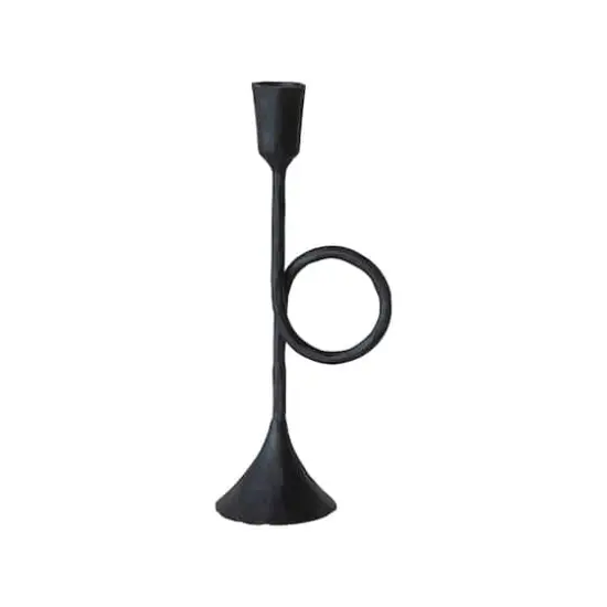Hello Honey&reg; Black 9.5" Cast Metal Taper Candle Holder with Handle {1}