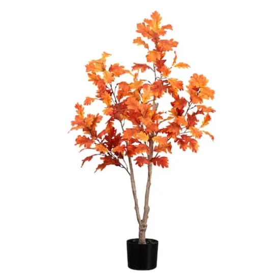 4ft. Potted Artificial Autumn Oak Tree {1}