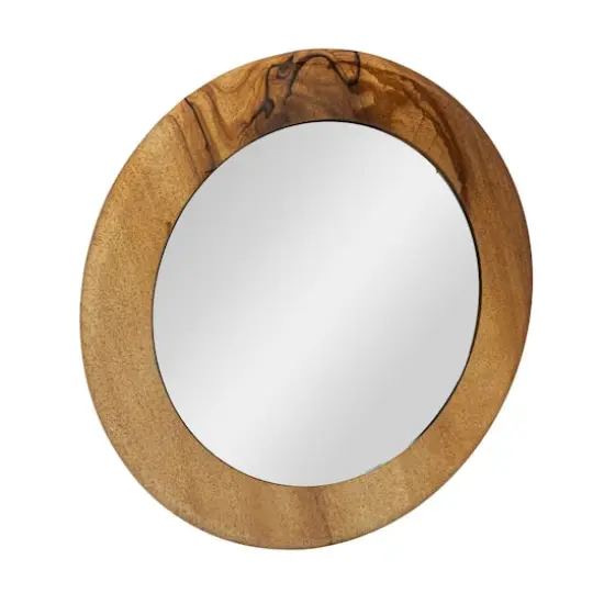 Hello Honey&reg; 14" Natural Brown Round Sandstone Wall Mirror {1}