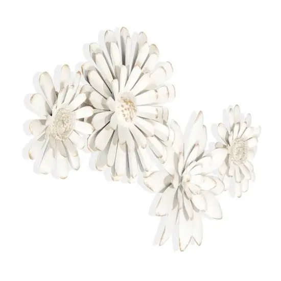 Fetco Mambas White Floral Chain Metal Wall Art {3}