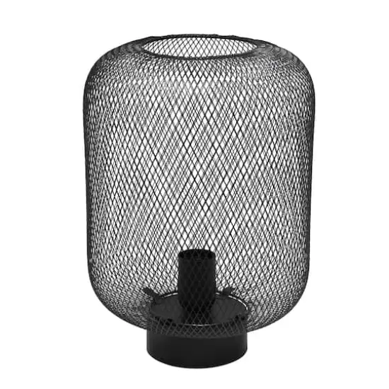 Simple Designs 12" Metal Mesh Industrial Table Lamp Black {11}
