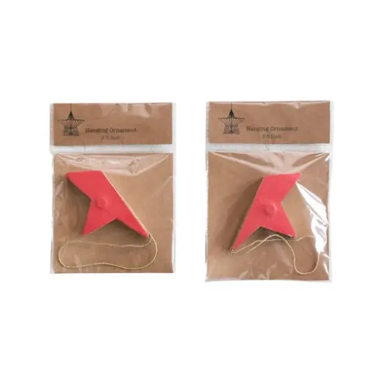 Hello Honey&reg; 2 Pack 3.5" Red & Cream Paper Folding Honeycomb Star Ornaments with Gold Glitter Edge {4}