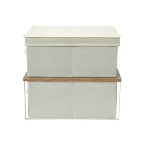 Household Essentials Stacking Storage Boxes Set Coastal Oak {9}