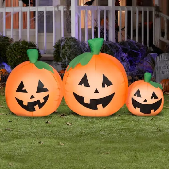 4.5ft. Airblown® Inflatable Halloween LED Jack-o'-Lantern Trio {6}
