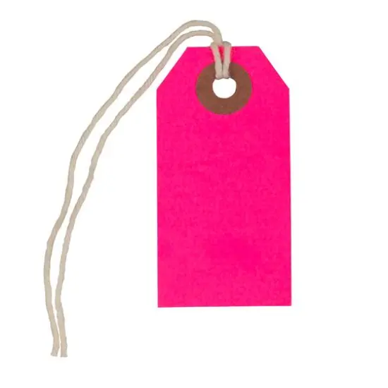 JAM Paper Tiny Gift Tags with String, 100ct. Neon Pink {1}