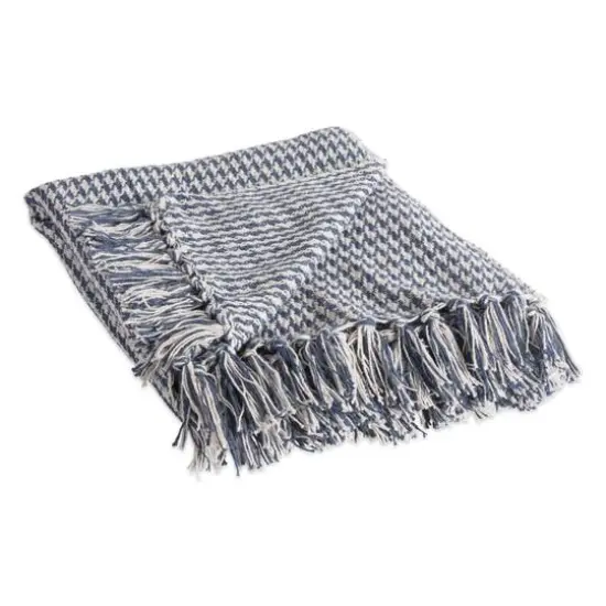 DII&reg; French Blue Houndstooth Throw {1}