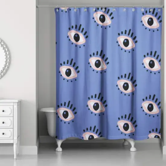 Eyeball Pattern Shower Curtain Blue {3}