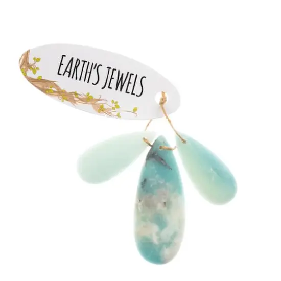 John Bead Earth’s Jewels Natural Stone Teardrop Pendant Slices Amazonite Matte {1}