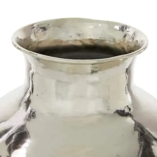 16" Silver Aluminum Contemporary Round Vase {4}