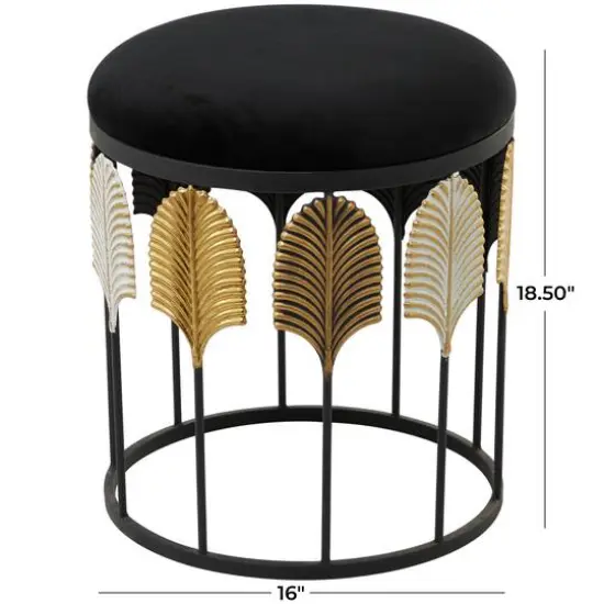 19" Black Metal Contemporary Stool {6}