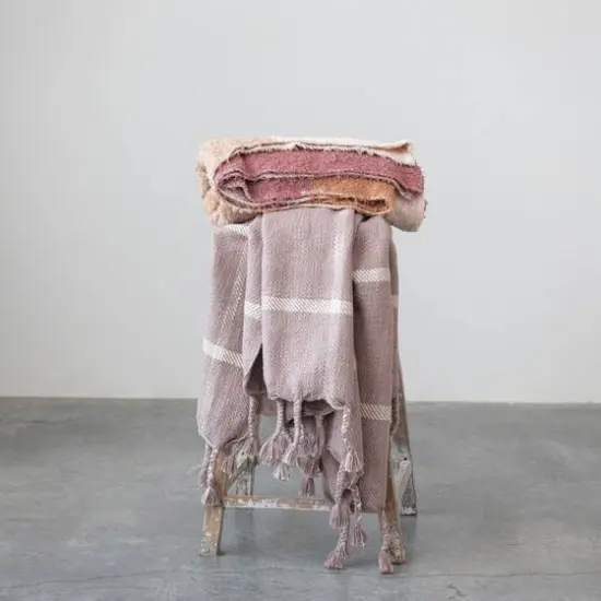 Hello Honey&reg; Lilac Grid Throw Blanket with Tassels {3}