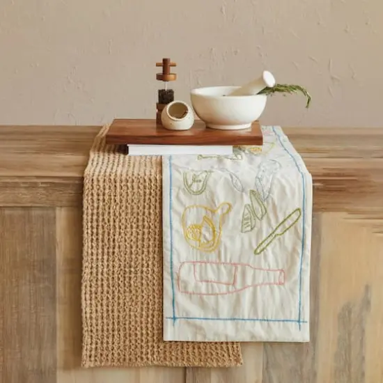 Hello Honey&reg; 6ft. Brown Waffle Weave Cotton Table Runner {3}