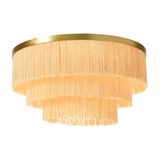 Hello Honey&reg; 13.75" Round Flush Mount Fringe Light Fixture Cream {1}