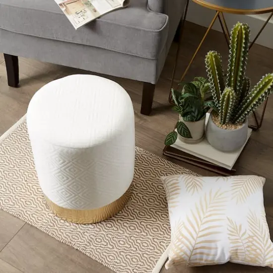 16.5" White Velvet Stool {8}