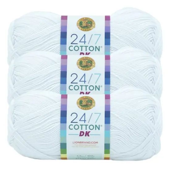 3 Pack Lion Brand&reg; 24/7 Cotton&reg; DK Yarn Sugarcane {1}