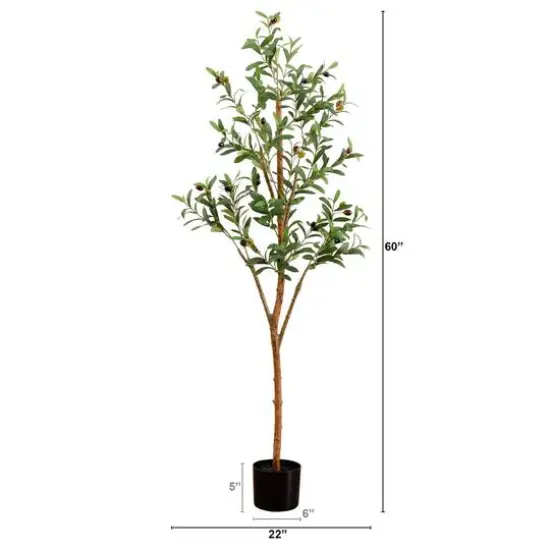 5ft. Potted Artificial Olive Tree with Natural Trunk {6}