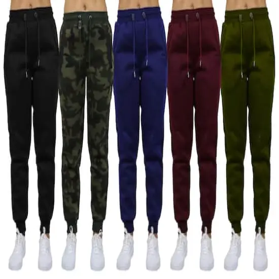 Galaxy by Harvic Women's Relaxed Fit Fleece-Lined Jogger Sweatpants 5 Pack Navy/Burgundy/Olive/Black/Woodland {1}