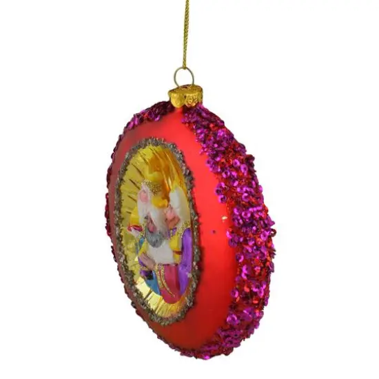 4" Three Wise Men Sequin Glass Disc Ornament {3}