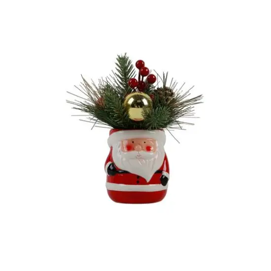 Christmas Mix In 7" Santa Ceramic Pot {1}
