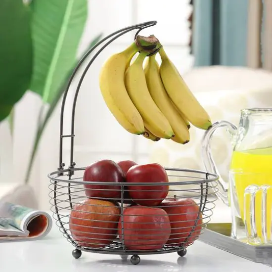 SunnyPoint Wire Fruit Tree Bowl with Banana Hanger {4}