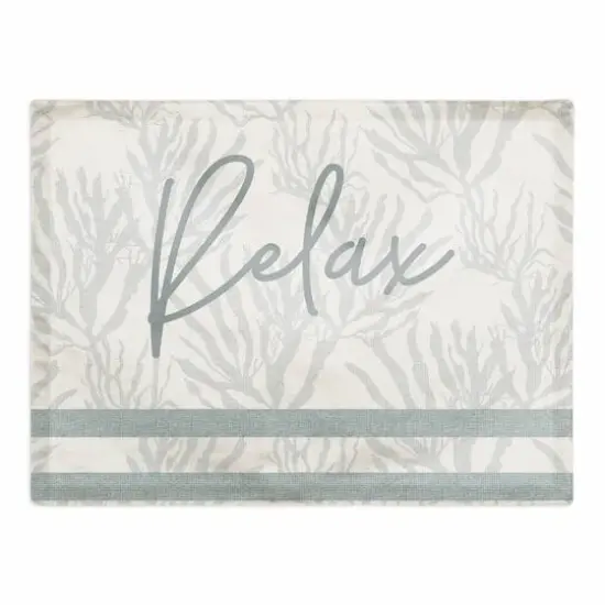 Relax Stripe Cotton Twill Placemat Blue/White/Coral {1}