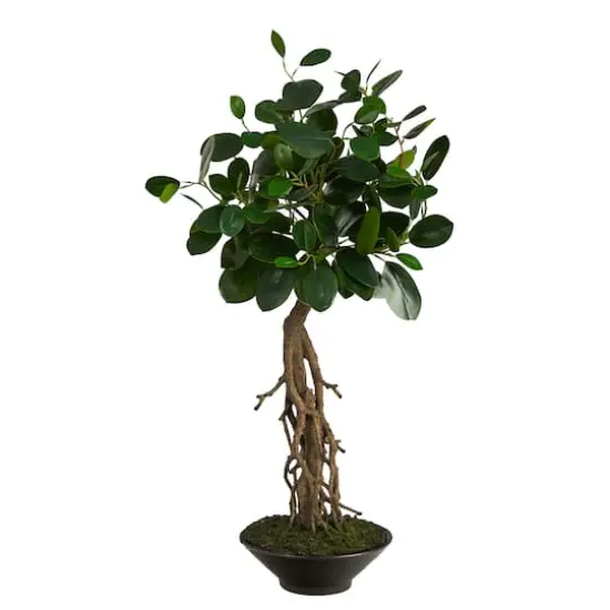 2ft. Ficus Bonsai Artificial Tree in Decorative Planter {1}