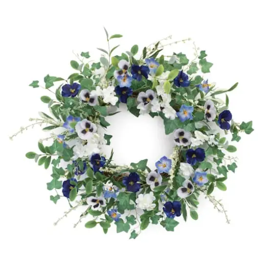 22" Mixed Petunia Pansy Floral Wreath {1}
