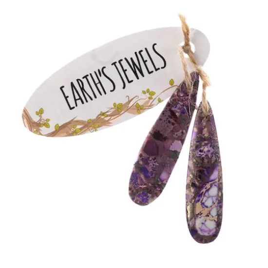 John Bead Earth&rsquo;s Jewels Imperial Jasper Teardrop Pendant Slices, 2ct. Purple {1}