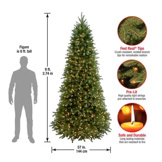 9 Ft. Pre-Lit Feel Real&reg; Jersey Frasier Fir Pencil Slim Artificial Christmas Tree, Clear Lights {7}