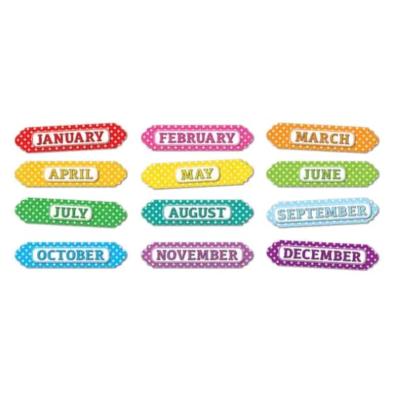 Ashley Productions Months of the Year White Polka Dots Magnetic Die-Cut Timesavers & Labels, 3 Packs of 12 {3}