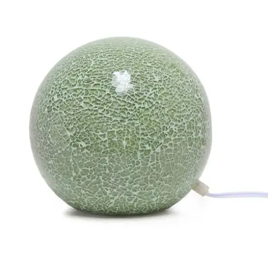 Simple Designs 8" Sage Green Mosaic Stone Ball Table Lamp {11}