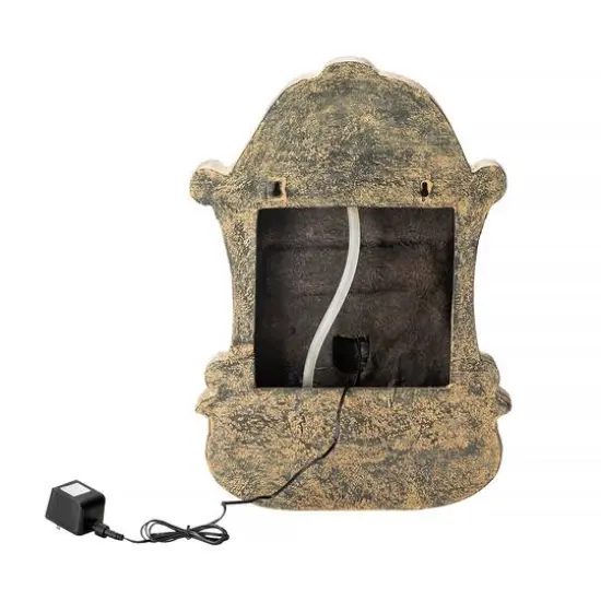 Glitzhome&reg; 25.75" Faux Granite Sculptural Outdoor Wall Fountain with LED Light {8}