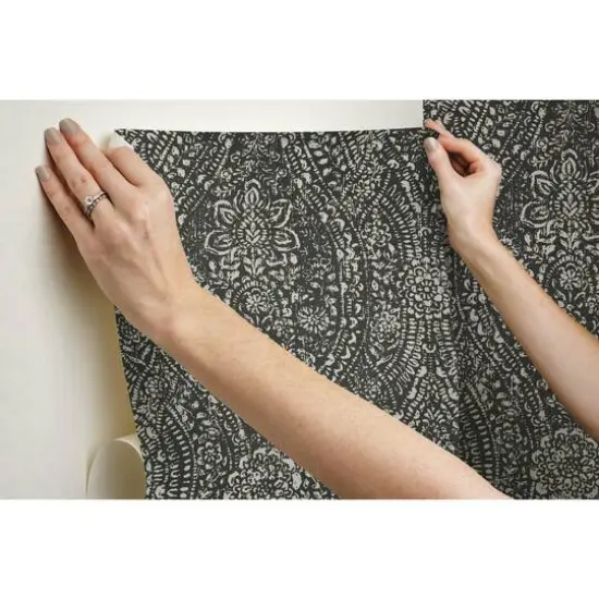 RoomMates Ornate Ogee Peel & Stick Wallpaper Black and Taupe {10}