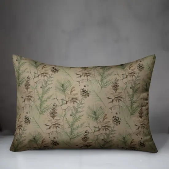 Pinecones & Greenery on Brown Rectangle Throw Pillow {4}