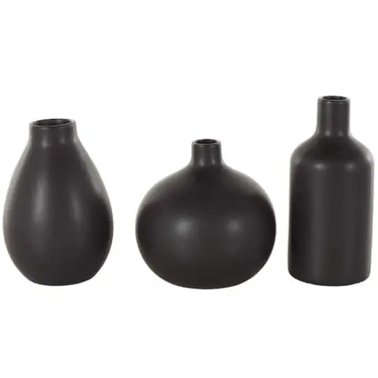 Black Minimal Ceramic Vase Set {3}