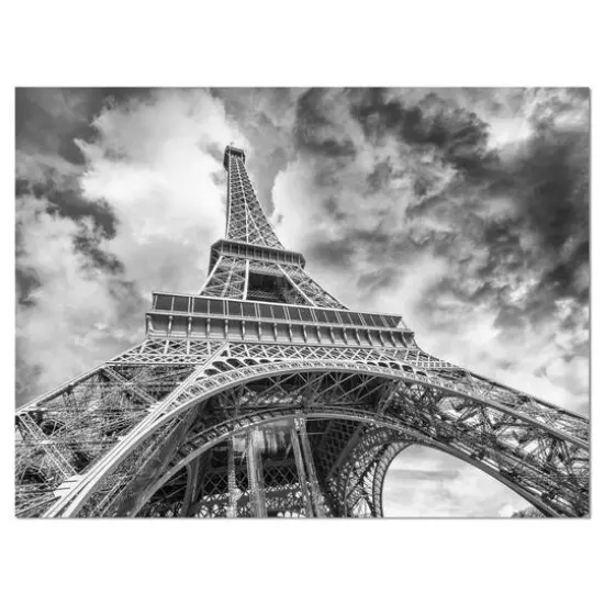 Designart - Black and White View of Paris Paris Eiffel Tower - Cityscape Canvas Print {2}