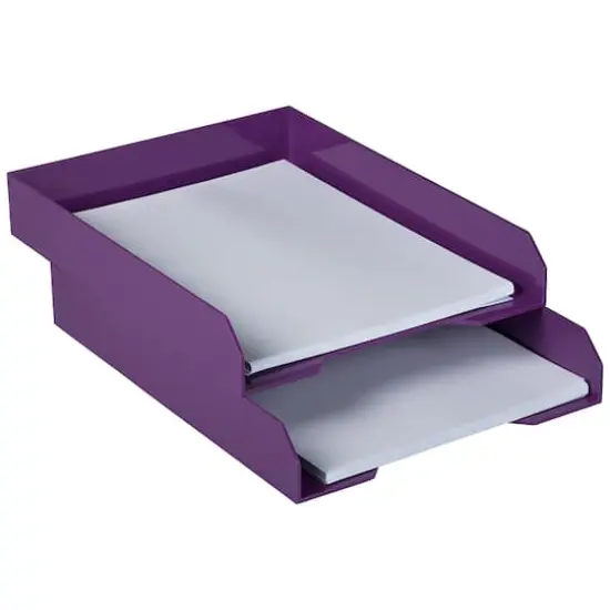 JAM Paper Stackable Desktop Paper Tray, 2ct. Purple {4}