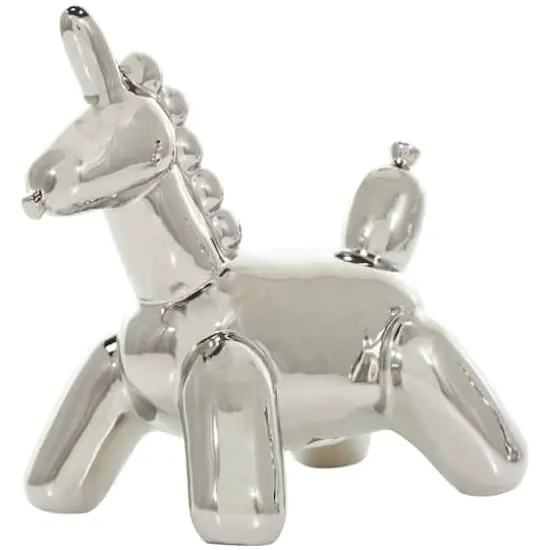 Ceramic Balloon Animals Tabletop Sculpture Set Silver {6}