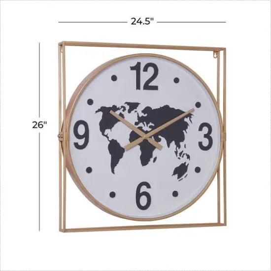 Gold Vintage Metal Wall Clock, 26" x 24" {8}