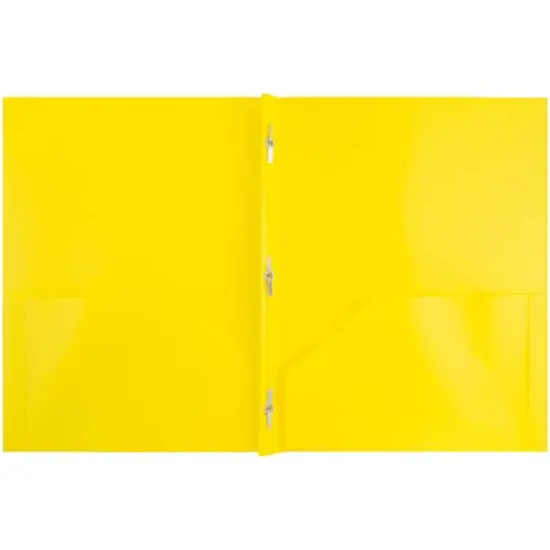 JAM Paper 9.5" x 11" Plastic 2 Pocket School POP Folders with Clasps, 6ct. Yellow {4}