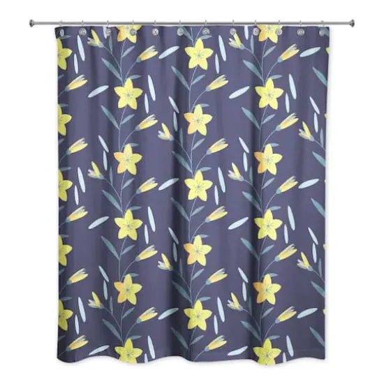 Spring Pattern Shower Curtain Navy {1}