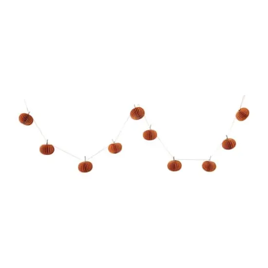 Hello Honey&reg; 6ft. Orange Paper Folding Honeycomb Pumpkin Garland {4}